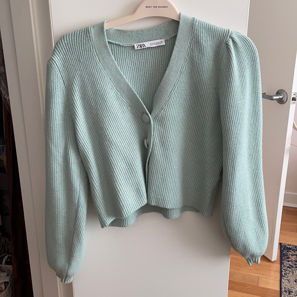 Zara Teal Button Down Sweater